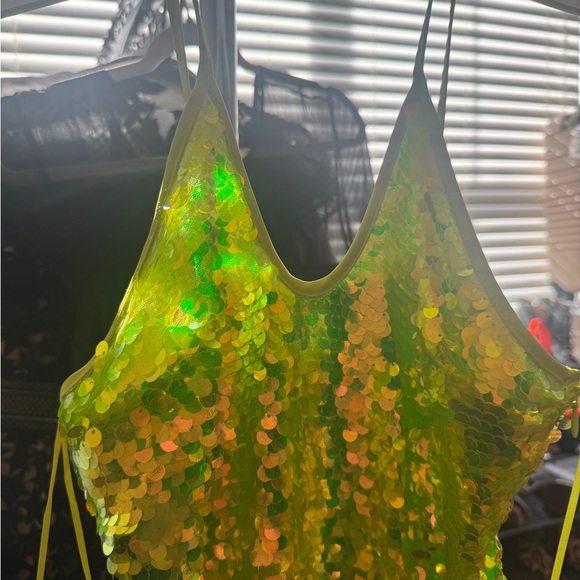 Cult Gaia Women Green Lily Sequin Sleeveless Dress Size S - Picture 11 of 12